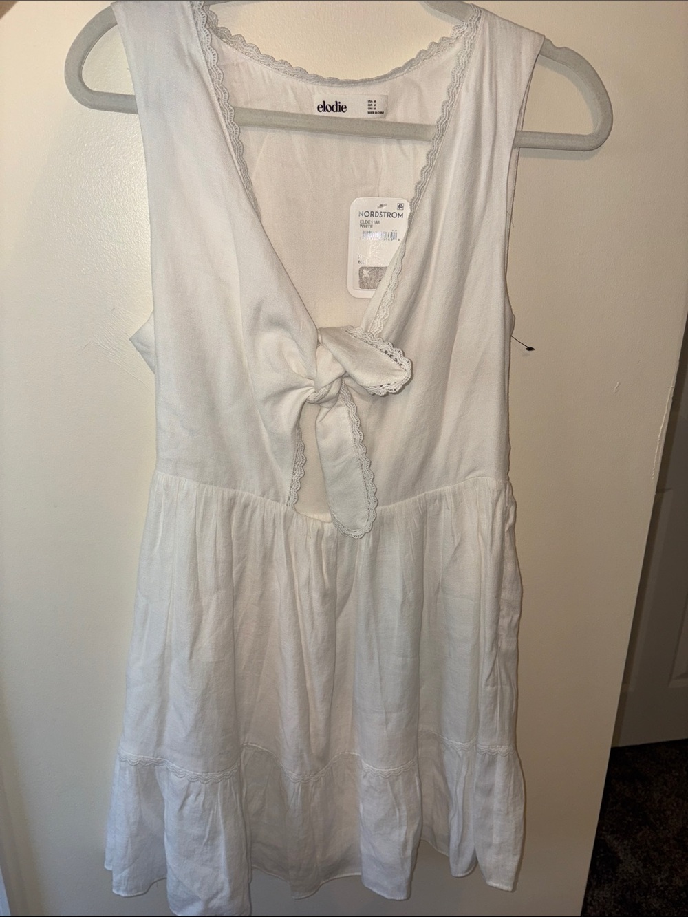 Elodie White Tie-Front Sleeveless Linen Sundress